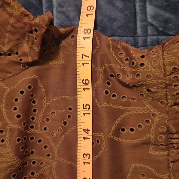 💕Joie | Brown Cotton Eyelet Mini Dress| W Sz M| Tiered Ruffle Boho Chic - Picture 8 of 10